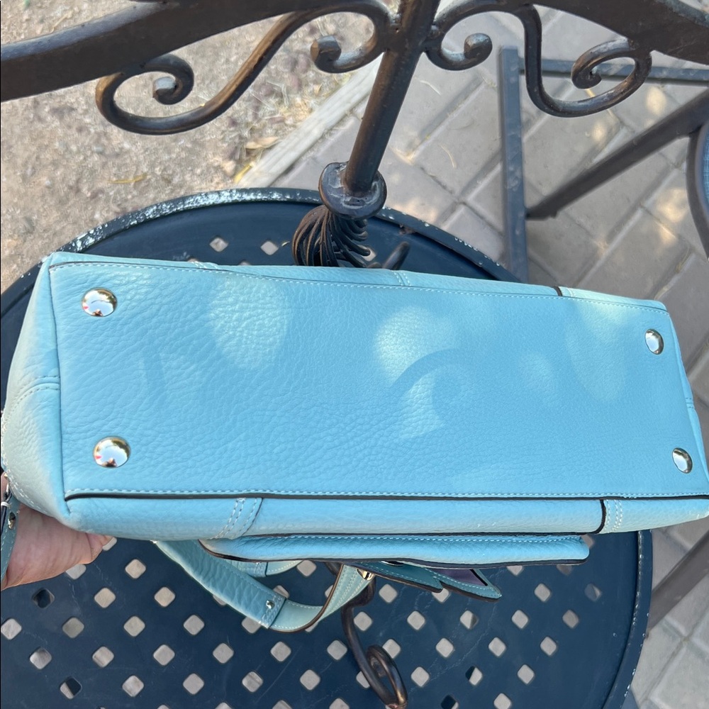 Coach Light Blue Pebbled Leather Satchel - Picture 9 of 9